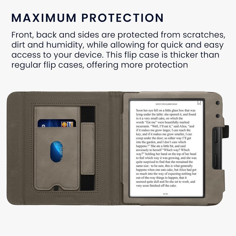 kwmobile Case Compatible with Kobo Libra Colour Case - Cover for eReader with Magnetic Closure - Grey - Image 3